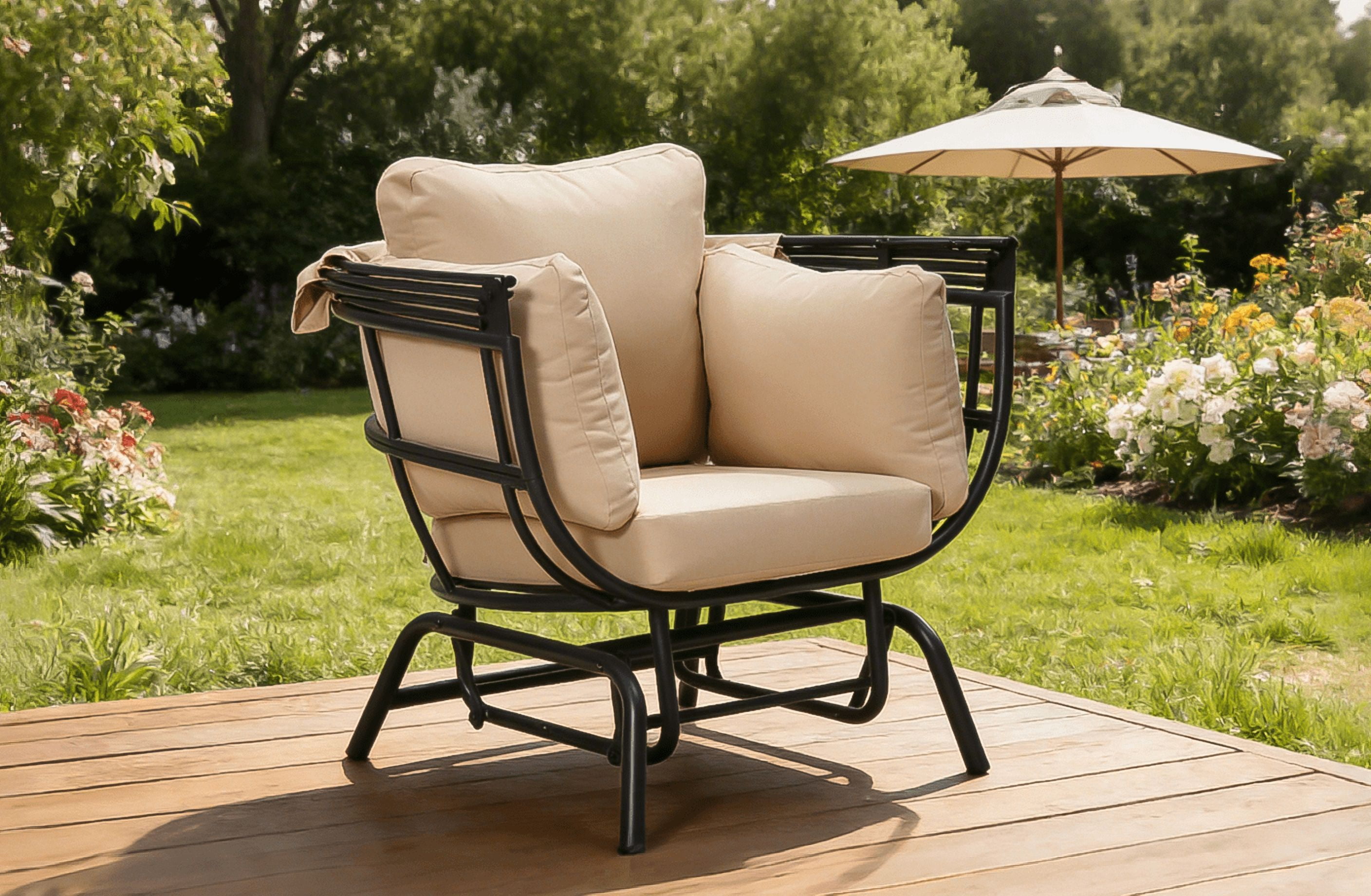 Outdoor Hanging Egg Chair, Swing Leisure Chair for Garden Backyard Patio Porch, Taupe Black