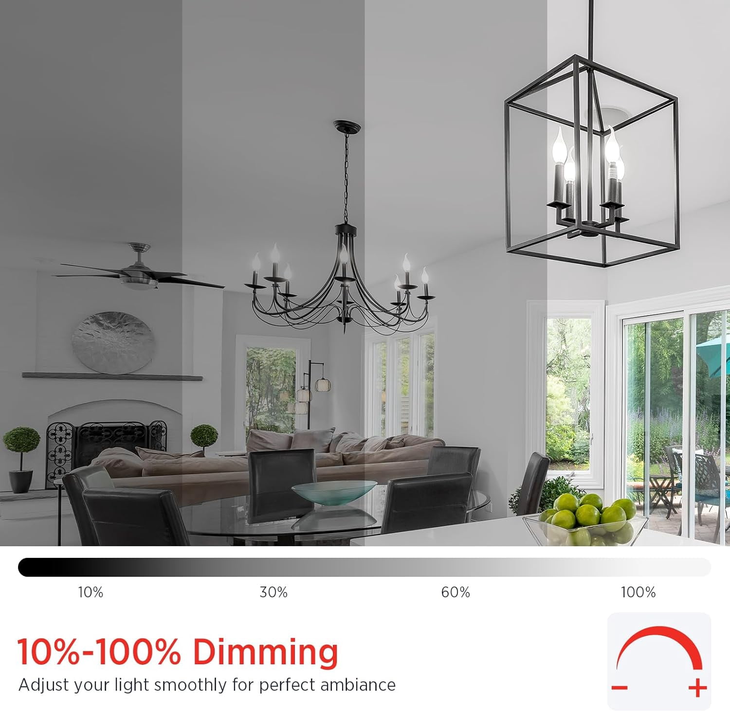 E12 Candelabra LED Bulbs Dimmable, 40W Equivalent CA10 Chandelier Light Bulbs, 5000K Daylight White Candle Bulbs for Chandeliers, Ceiling Fan, Pendant Light, 6 Pack
