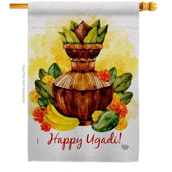 Ornament Collection H192504-BO Ugadi Celebration Double-Sided Garden Decorative House Flag, Multi Color