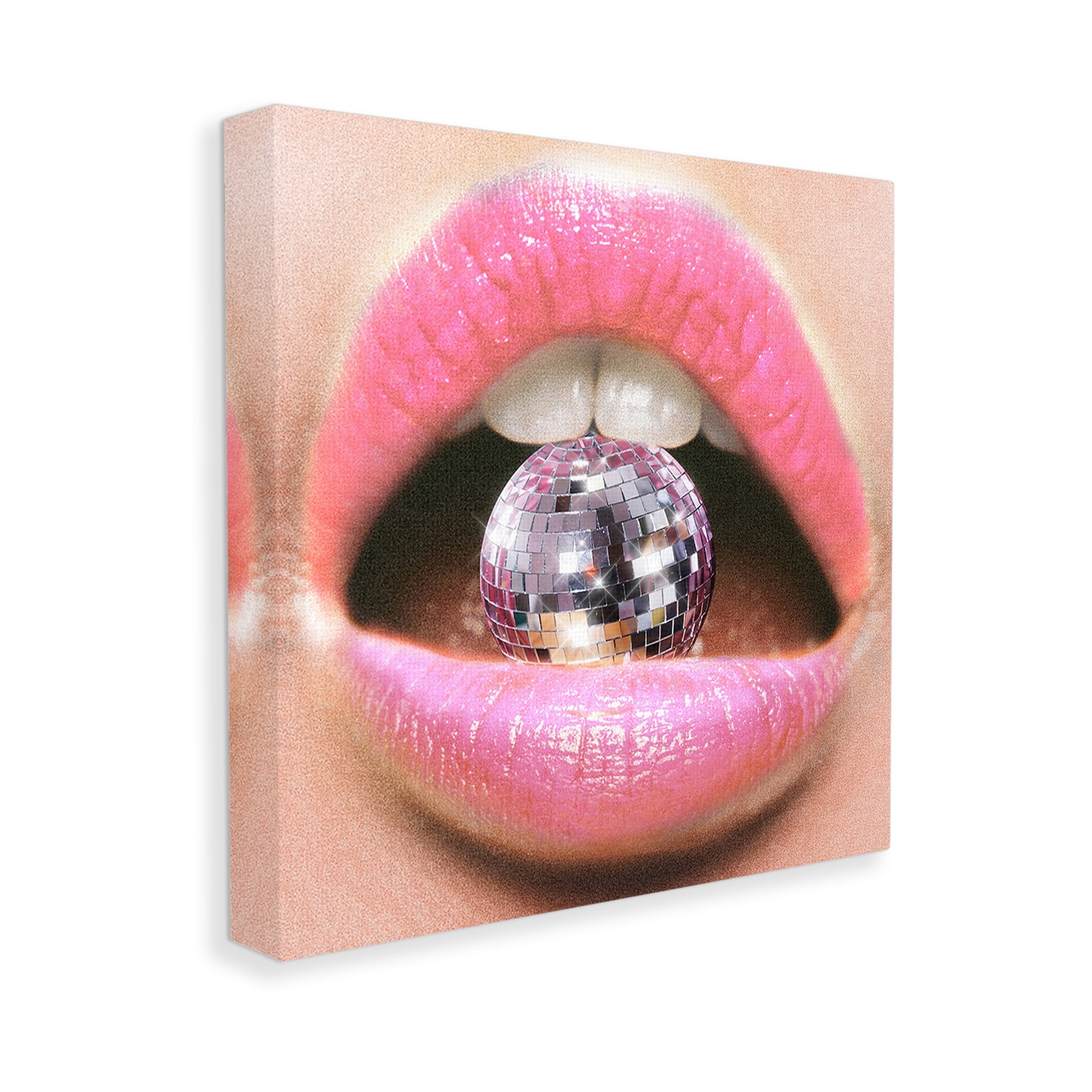 Stupell Industries Biting Disco Ball Novelty Painting Gallery Wrapped Canvas Art Print Wall Art, 36 x 36