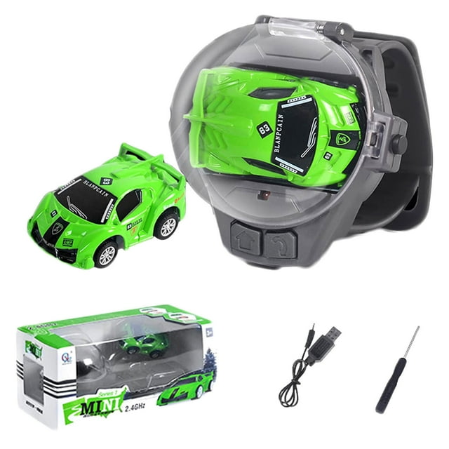Vente de Liquidation Mini Voiture Télécommandée Montre Jouet 2.4GHz 2024 Voiture de Course Poignet Montre USB Rechargeable Petits Jouets Interactifs RC Cadeau pour Garçons Filles Anniversaire