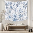 thumbnail image 5 of Blue White Spring Floral Large Tapestry for Bedroom Wall Hanging Tapestry, Summer Botanical Birds Ceiling Backdrop Tapestries Poster Blanket Wall Decor for Teens Room Living Room Dorm 86" x 104", 5 of 8