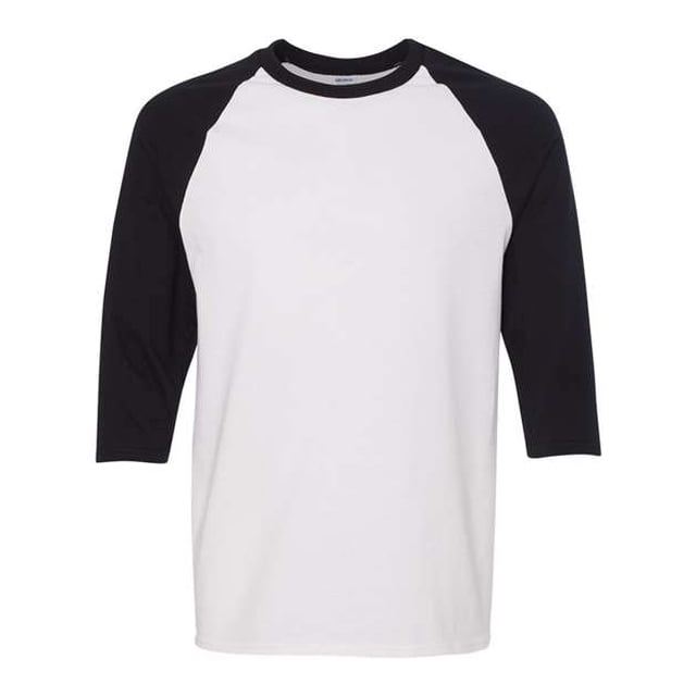 Camiseta de manga raglán 3/4 Gildan Heavy Cotton 5700 Blanco Negro Medio