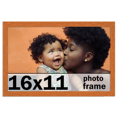 16x11 Frame Honey Pecan Brown Picture Frame - Modern Photo Frame Includes UV Acrylic Shatter Guard