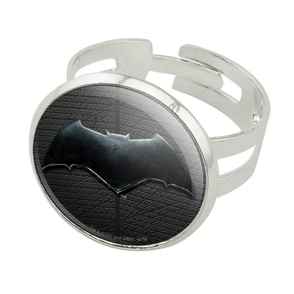 Justice League Movie Batman Logo Silver Plated Adjustable Novelty Ring