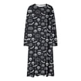 thumbnail image 6 of Women's Long Sleeve Casual Maxi Dress Spooky Skull Pumpkin Graphic Print Crewneck Flowy Fall Dresses Halloween Party Festival Costumes Everyday Apparel, 6 of 8