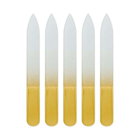 Unique Bargains 5 Pcs Double-sided Glass Nail Files Yellow