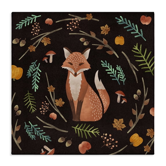 Stupell Industries Cottage Forest Foliage Fox Animal Design Canvas Art, 17 x 17, by Ziwei Li