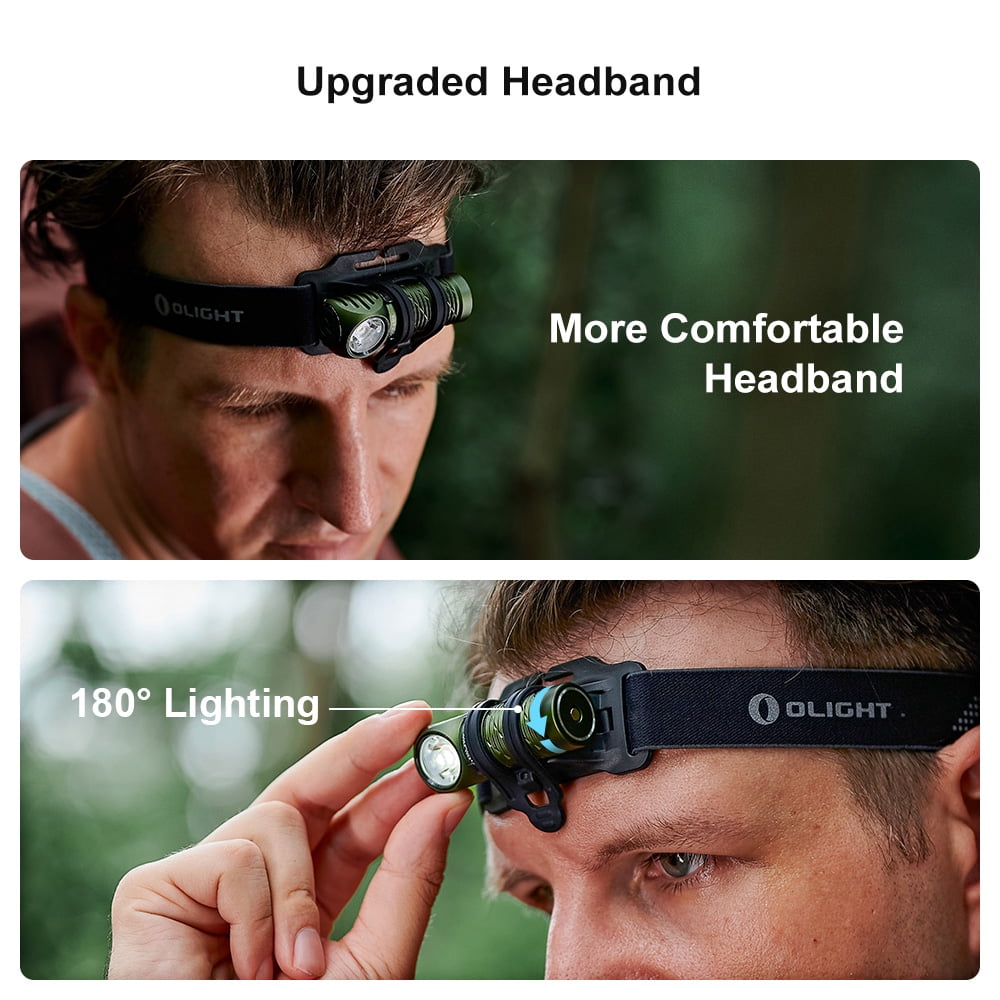 OLIGHT Perun 2 Mini Headlamp 1100 Lumens LED Head Flashlight, Rechargeable Headlight with Red Light Option, Great for Working, Hiking, Camping and Climbing (Orange Cool White: 5700~6700K)