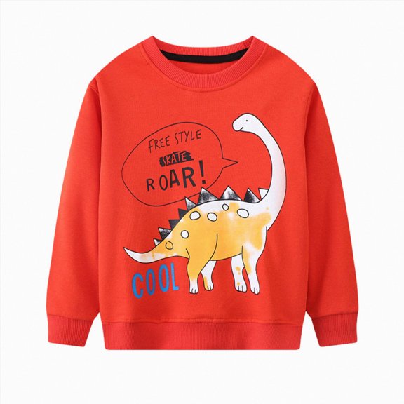 JUMEYU Boy Sweatshirt Toddler Boys Sweatshirts Long Sleeve Pullover Crewneck Shirts Cartoon Sport Tops for Kids Size 7-8 (Red,7-8 Years)