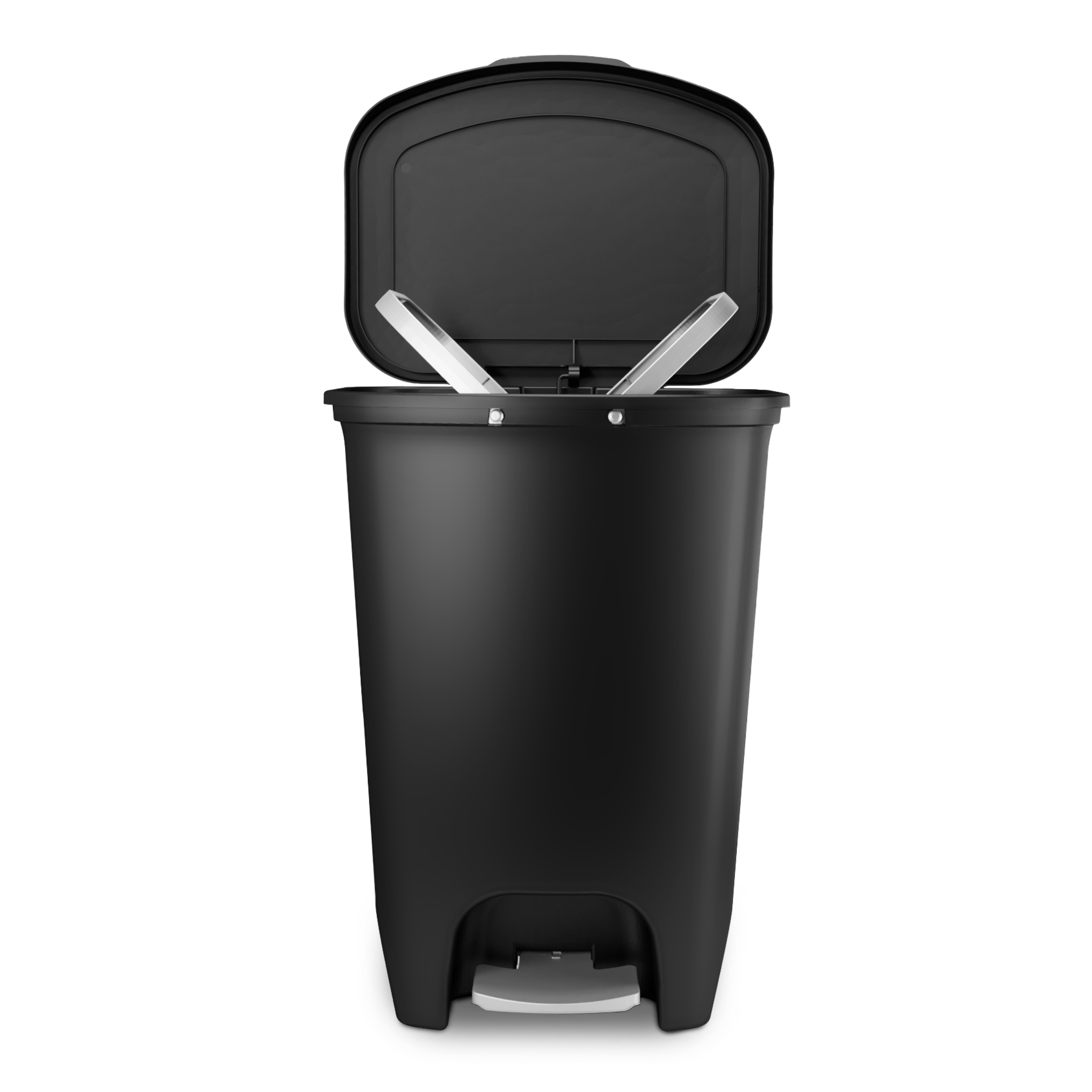 Glad 13 Gallon Plastic Step on Trash Can, Black