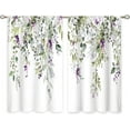 thumbnail image 6 of Eucalyptus Botanical Leaves Purple Floral Kitchen Window Curtains Flower Plant Leaf Small Window Treatment Sage Green Cafe Short Curtains for Bathroom Treatment Tier Drapes 27.9x39 inch, 6 of 6