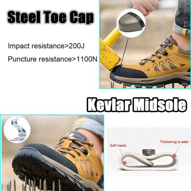 Safety Shoes for Men Women, Breathable Steel Toe Work Shoes, Slip