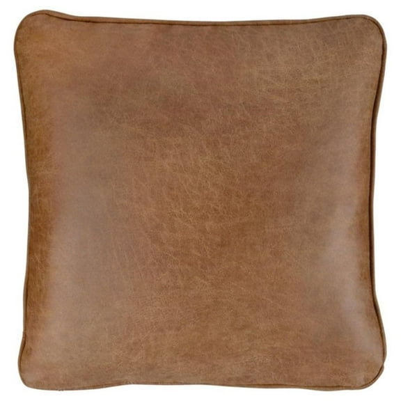 Bowery Hill Modern Faux Leather Caramel Pillow