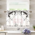 thumbnail image 7 of Woman with Lotues Kitchen Curtains Half Tier Curtain 2 Rod Pockets Bathroom Bedroom Cupborad Living Room 27"x24", 7 of 7
