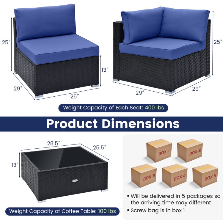 Aimee Lii 10 Piece Outdoor Wicker Conversation Set with Seat and Back Cushions, Outdoor Patio Furniture, Navy Aimee Lii 10 Piece Outdoor Wicker Conversation Set with Seat and Back Cushions, Outdoor Patio Furniture, Navy