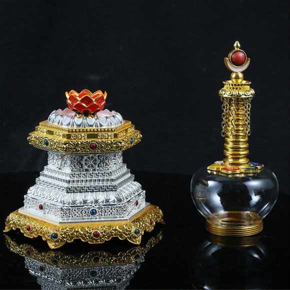 Becaristey Stupa Ornaments Reflect Fine Taste In Home Decoration Exquisite Gift Choice Decorative Tower Stupa Bright Silver