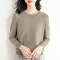 thumbnail image 2 of Giftesty Womens Shirts Clearance Fashion Round Neck Bottoming Shirts Women's Long Sleeve Loose Solid Color Blouse, 2 of 5