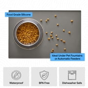 GORILLA GRIP Silicone Pet Feeding Mat, 100% Waterproof, Protects Floors, 18.5x11.5 Gray