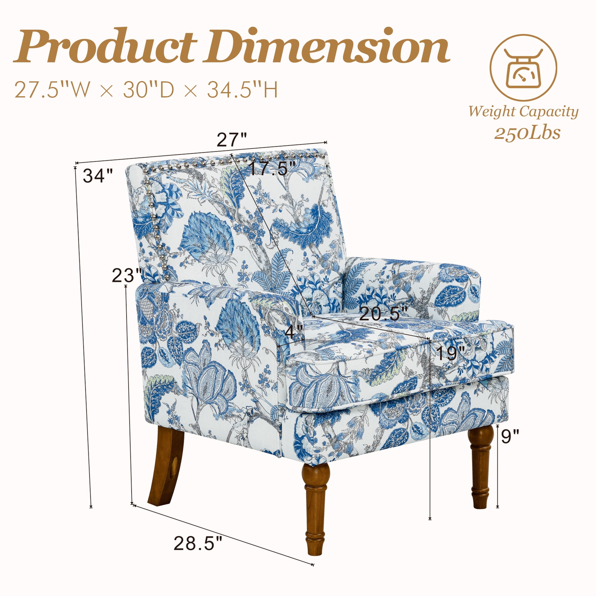 MOONMISS Accent Chair for Living Room,Blue