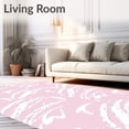 thumbnail image 2 of ODIKA 4'x6' Machine Washable Non-Slip Area Rug, Abstract Brushstroke Modern Minimalist Practical Household High Traffic Rug, Pink, 579316, 2 of 7