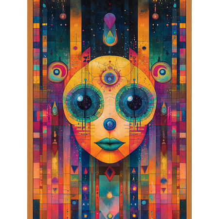 Abstract Colorful Face Canvas Wall Art, Perfect for Living Room, Bedroom, Office, Hallway, and Dining Room Decoration.