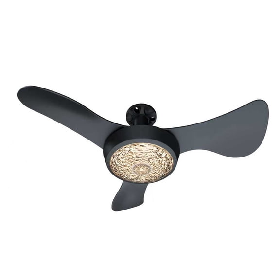 Faryuan 25'' Sleek Black Ceiling Fan with Integrated LED Light, 3-Blade Modern Design, Remote Control & Timer, 30W Dimmable Lighting