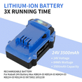 thumbnail image 2 of Max 3.5Ah Rechargeable Li-ion 2pcs Battery+Charger set  Replacement for KB624-03 KB524-03 iPadOS 24-03 KB224-03 KB124-03 0673802 1051230 Compatible with Ko*balt Cordless Tools KCS6524B-03 KCW5024B-03, 2 of 9