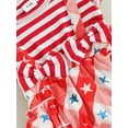 thumbnail image 6 of Bagilaanoe 2Pcs Baby Girls 4th of July Outfits Striped Star Print Flying Sleeve Layered Romper Dress + Hairband for 0-18 Months, 6 of 9