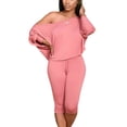 thumbnail image 2 of Frontwalk Ladies Loungwear Drawstring Nightwear Elastic Waist Sleepwear Women 2 Piece Outfits Lounge Sets Tops And Shorts Pjs Pink 3XL, 2 of 4