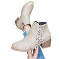 thumbnail image 4 of Mgmyaa Women's Martin Ankle Boots Lace Up Booties Mid Block Heel with Buckle, 4 of 9