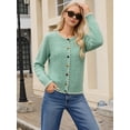thumbnail image 6 of Women Cropped Cardigan Sweaters Crewneck Button Down Cardigan Green One size, 6 of 9