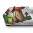 thumbnail image 3 of Frog Soft Flannel Fleece Blanket, Cartoon Illustration of Funny Animal near a Mushroom House in Fantasy Fairytale Forest, Cozy Plush for Indoor and Outdoor Use, 50" x 60", Multicolor, by Ambesonne, 3 of 6