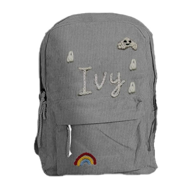 Mochila de pana con el nombre de tu hijo personalizada con cordón bordado al hombro personalizada para la vuelta al cole para niños y niñas