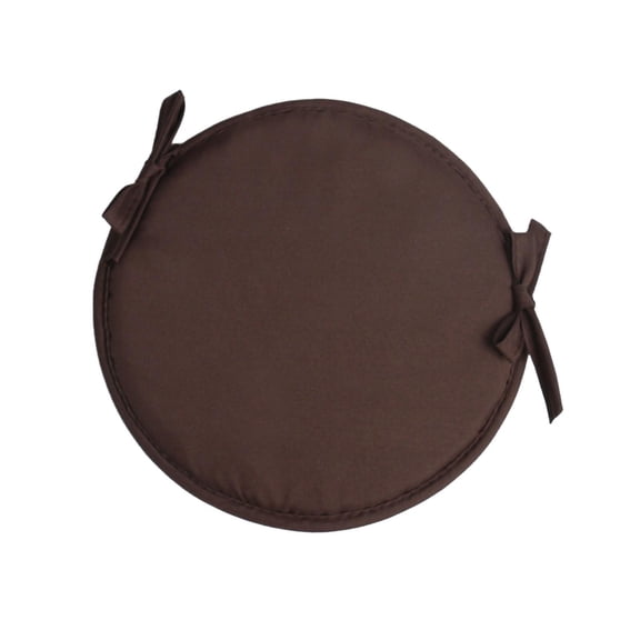 Non-Slip Brown Round Chair Cushion, 15 Inch Thick Padded Seat Pad with Ties for Home Use, 1 Pack