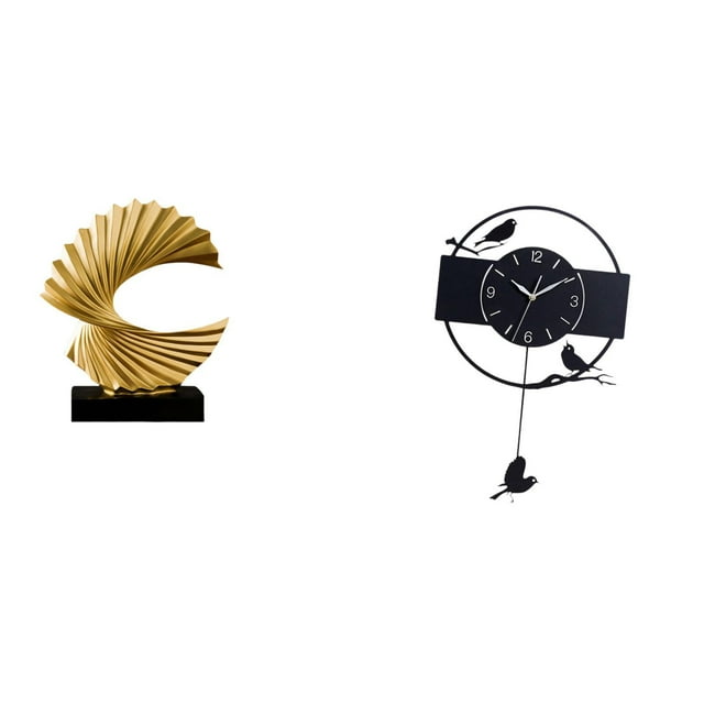 Escultura de ola, estatua abstracta, adorno, reloj de pared, reloj colgante de pájaro, resina acrílica, artesanía, centro de mesa, adecuado para ofici