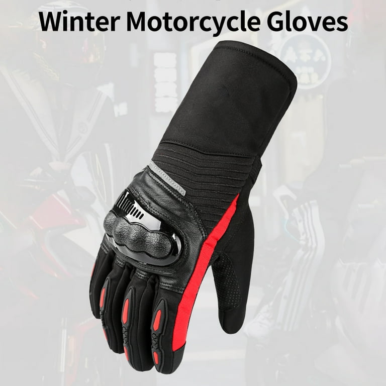 OWSOO Winter Motorcycle Gloves Waterproof Cold Weather Motorcycle Gloves  Warm Riding Gloves 