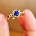 thumbnail image 3 of Hitanshu Jewels 3Ct Oval Cut Blue CZ Halo Engagement Ring 14K Yellow Gold Finish, 3 of 5