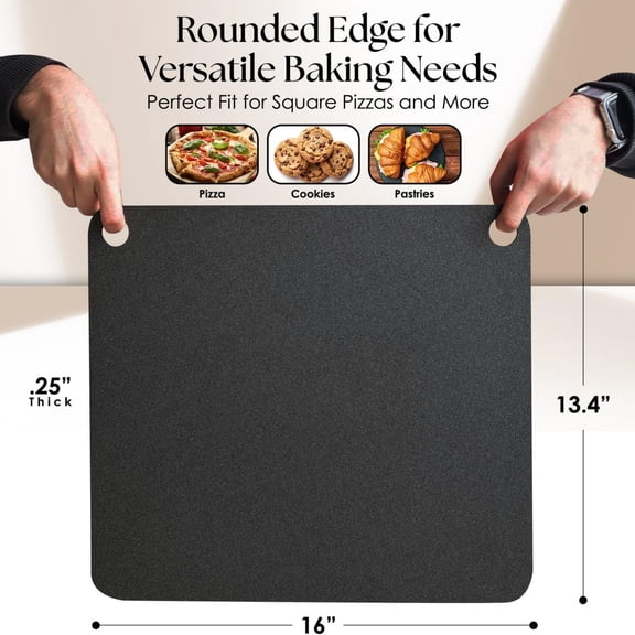 1/4" Thick Pre-Seasoned Carbon Steel Baking Steel, Best Fit for Standard 12" Home Pizza, Achieve Restaurant-Quality Crust, Includes Recipe Booklet