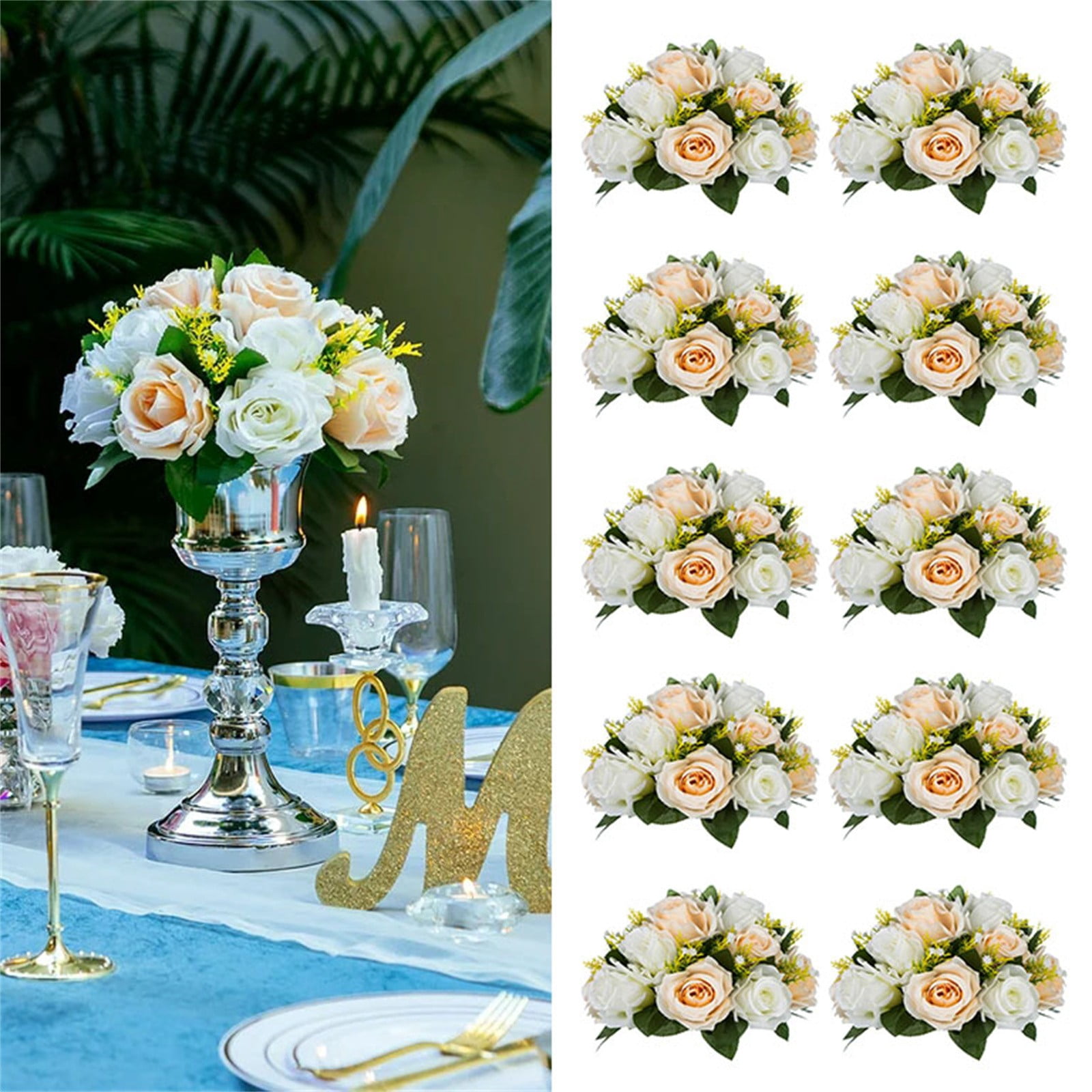 Artificial Peonies Flowers 10 Pcs Silk Fake Peony Flowers Elegant Artificial Peony Decoration for Home Wedding Party Vase Table Centerpiece Arrangement Home Kitchen