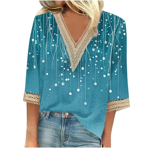 Fall Tshirts Shirts Women's Tops Fall 3/4 Length Sleeve Tops for Women Blouses Reorder Items Trending Gifts