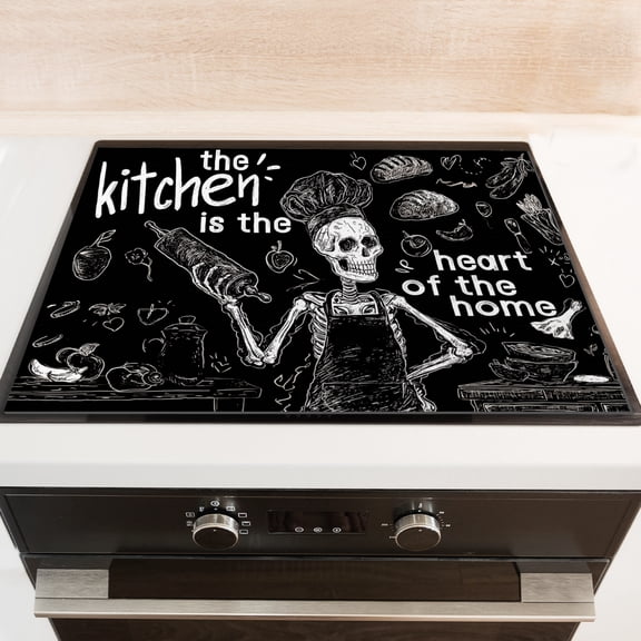 Stove Cover for Electric Gas Cooktop, Fun Kitchen Skull Stylish Print Non-stick Glasstop Stove Cover, Non-slip Stovetop Mat Expands Usage Space for Kitchen RV (28×20 Inch)