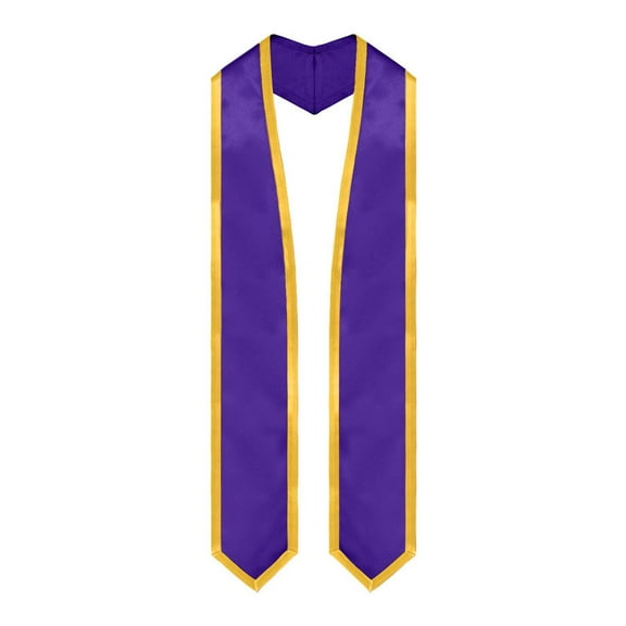 Endea Graduation Purple/Gold Plain Graduation Stole with Trim Color  Classic End
