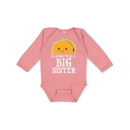 

Inktastic Big Sister with Taco Illustration Gift Baby Girl Long Sleeve Bodysuit