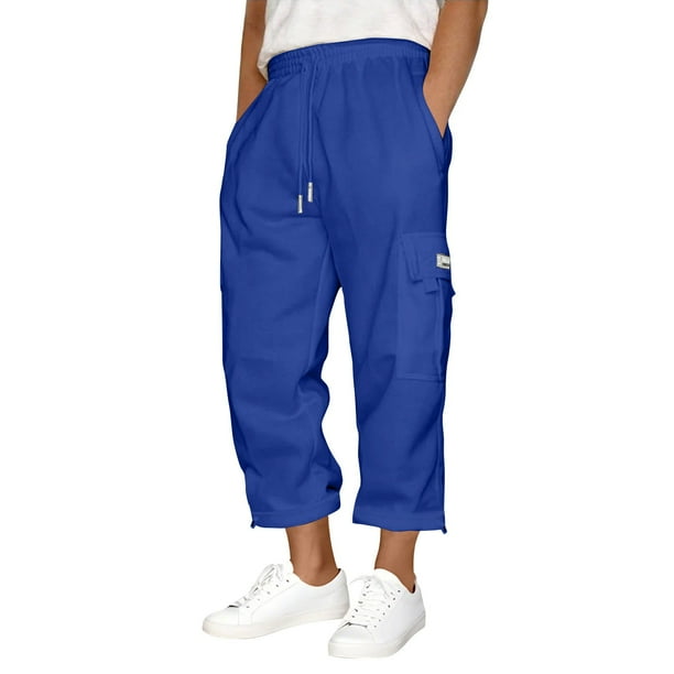 Pantalones largos para hombre, de color liso, holgados, informales, con bolsillo, cordón ajustable y cintura elástica, de poliéster.