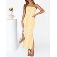 thumbnail image 2 of MEROKEETY Women's 2026 Summer Floral Strapless Bodycon Mesh Maxi Dress, Apricot, XL, 2 of 4