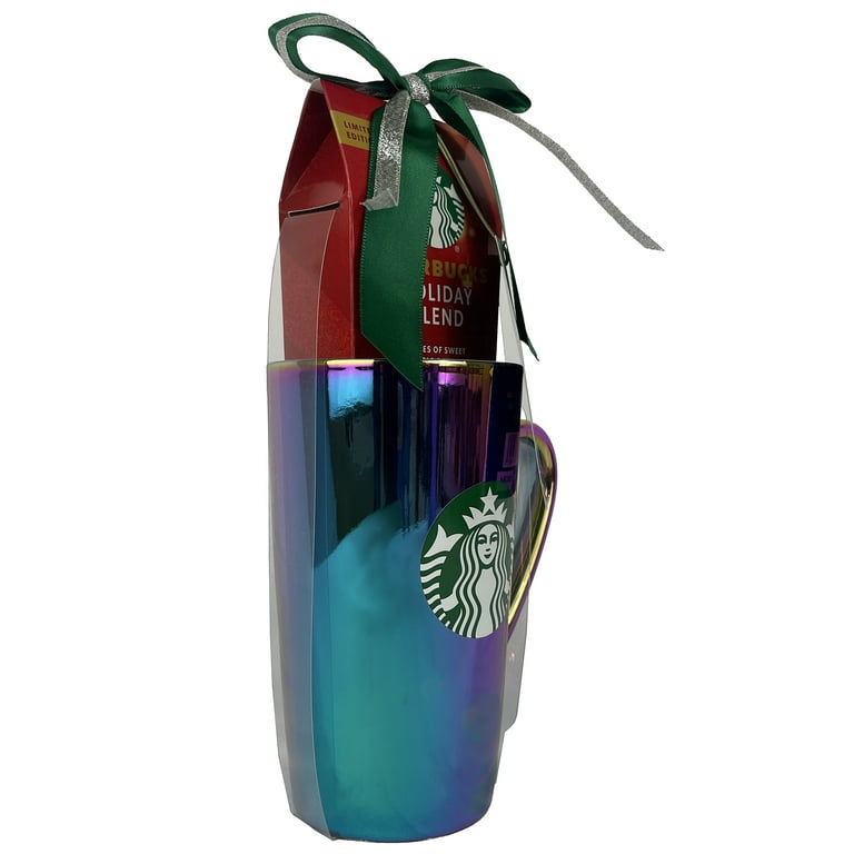 Starbucks Holographic Seasonal Latte Mug with 2.5oz Holiday Blend Ground  Coffee Gift Set