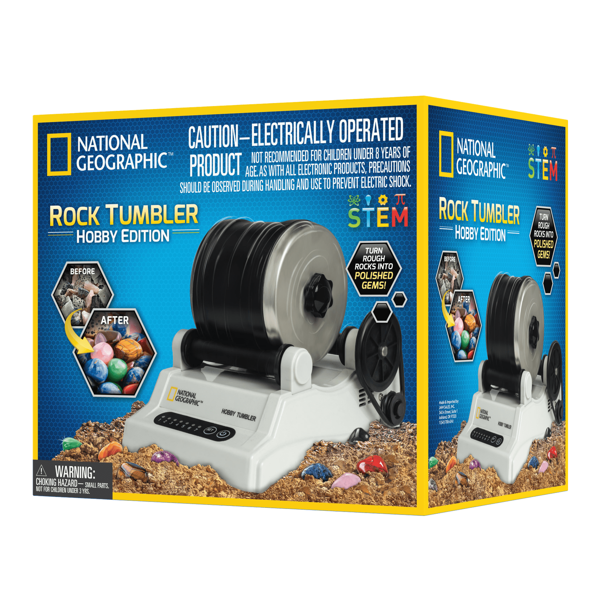 National Geographic Hobby Rock Tumbler Kit With 1 LB of Rough GEMSTONES 4 POLI for sale online 