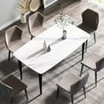 thumbnail image 2 of White Sintered Stone 63" Table With Black Metal Legs, Seats 6 Smoothly Dining Strong Leg Configuration, 2 of 6