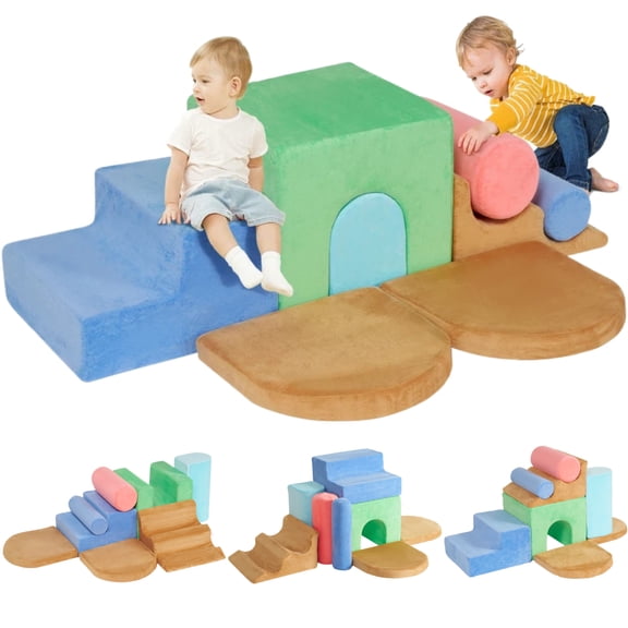 Naipo 8-Pcs Climbing Block Colourful 3D Foam Toddlers Toys,8 in 1 Playset Climbing Toy,Toddler Playground Climber for Climb,Crawl for Nursery,Indoor Foam Play Block